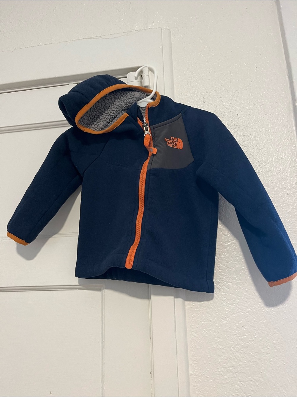 The North Face Navy Blue Hooded Fleece with Orange Trim